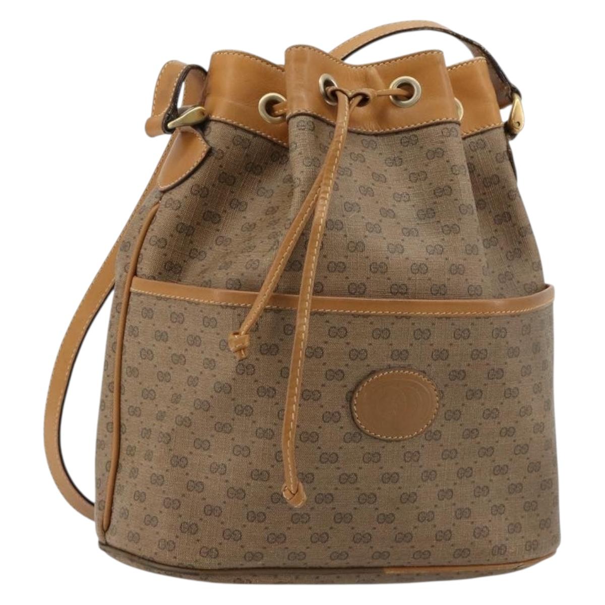 GUCCI Micro GG Supreme Shoulder Bag PVC Beige Gold 001 904 0791 Auth 182379