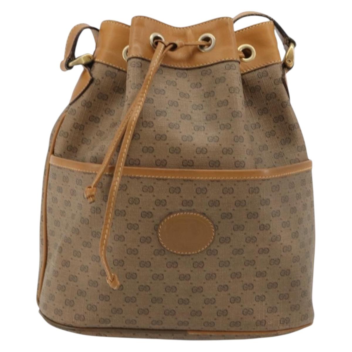 GUCCI Micro GG Supreme Shoulder Bag PVC Beige Gold 001 904 0791 Auth 182379