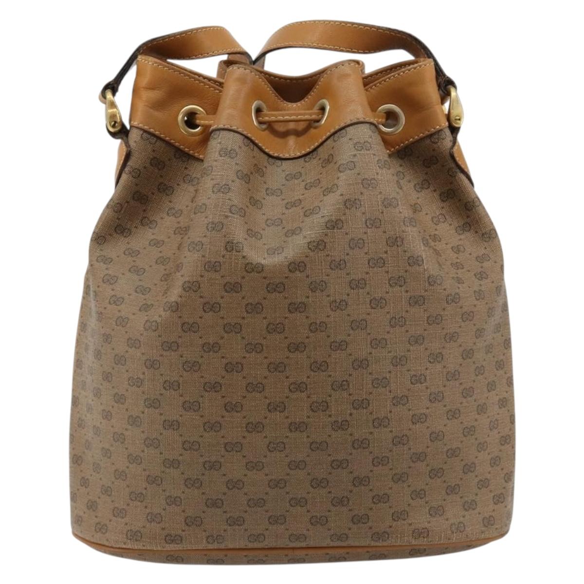 GUCCI Micro GG Supreme Shoulder Bag PVC Beige Gold 001 904 0791 Auth 182379