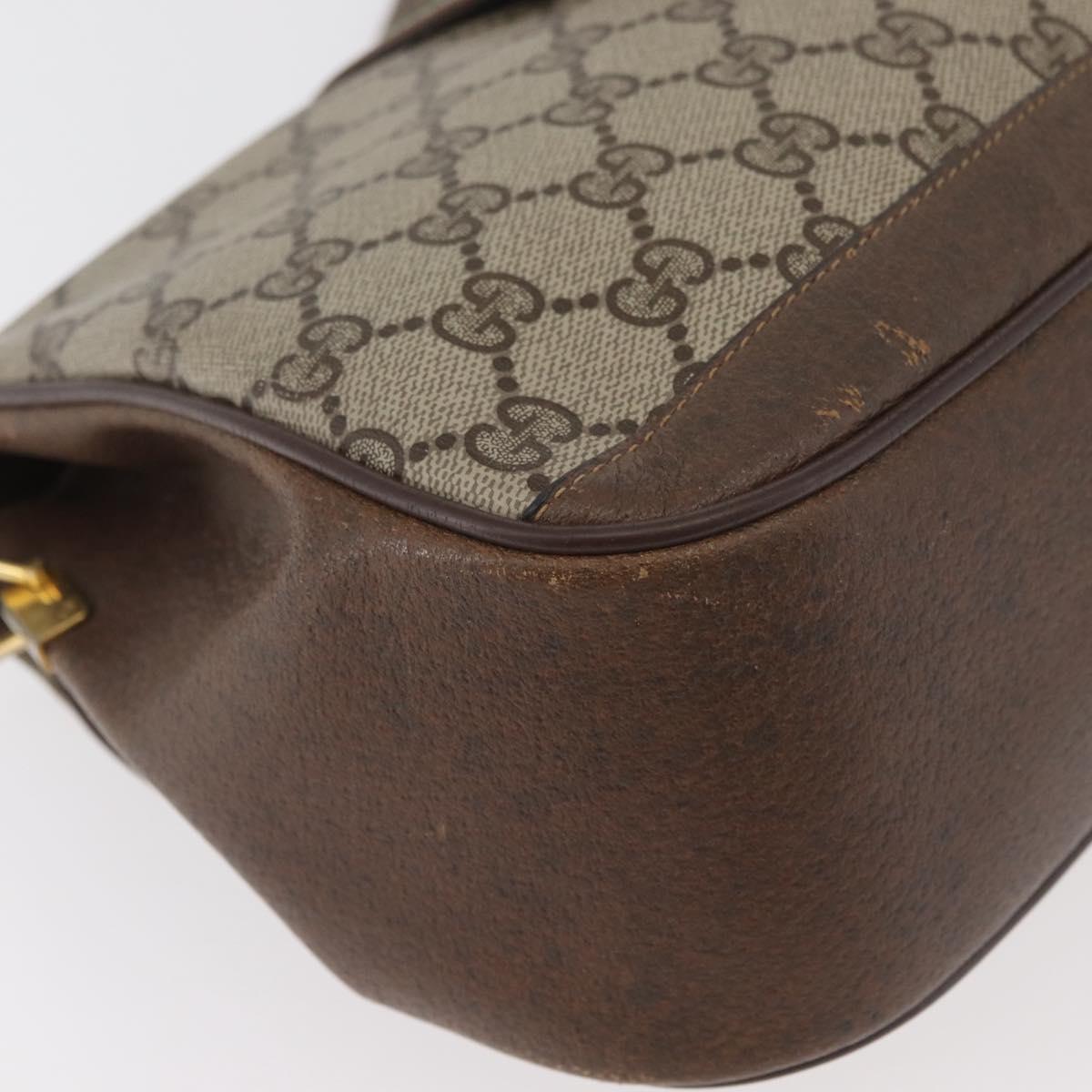 GUCCI GG Supreme Web Sherry Line Bag PVC Beige Gold 116 02 076 Auth 182380
