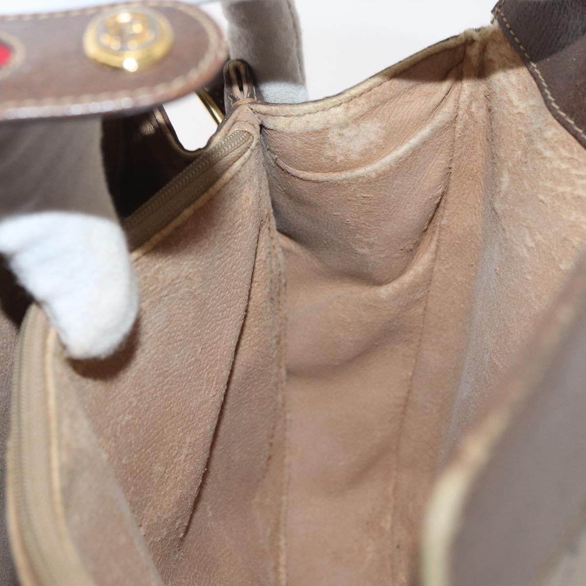 GUCCI GG Supreme Web Sherry Line Bag PVC Beige Gold 116 02 076 Auth 182380