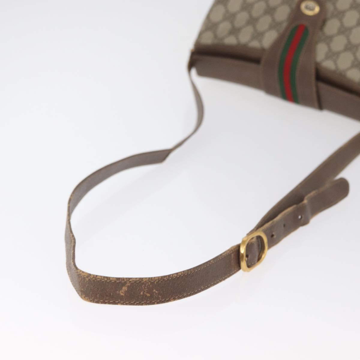 GUCCI GG Supreme Web Sherry Line Bag PVC Beige Gold 116 02 076 Auth 182380