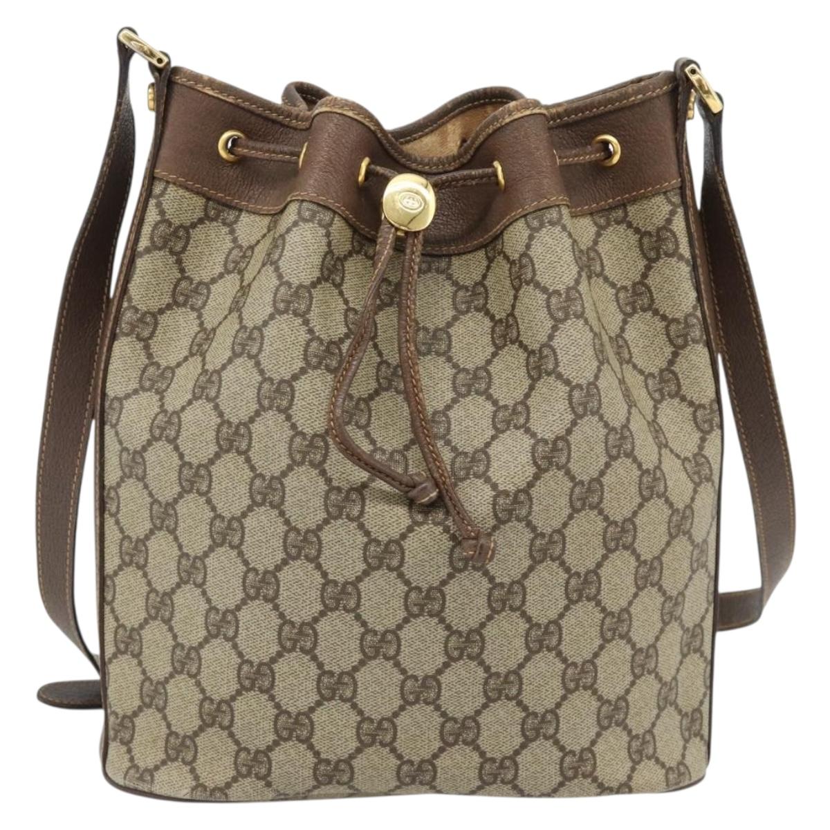 GUCCI GG Supreme Shoulder Bag PVC Beige Gold 001 115 6179 4023 Auth 182381