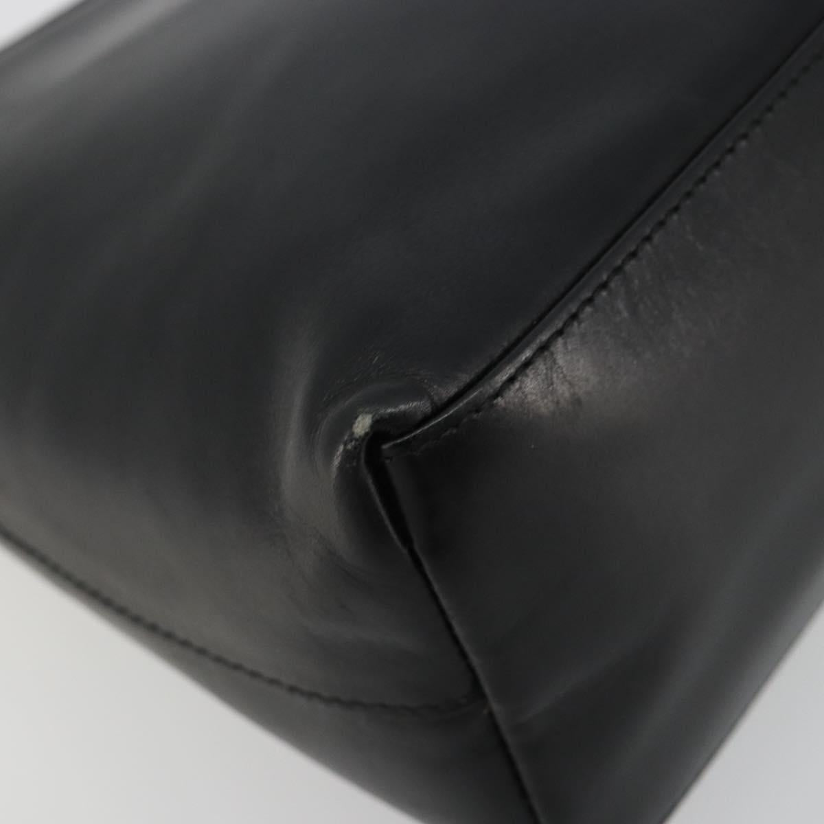 GUCCI Bamboo Shoulder Bag Leather Black Gold 001 3008 Auth 182382