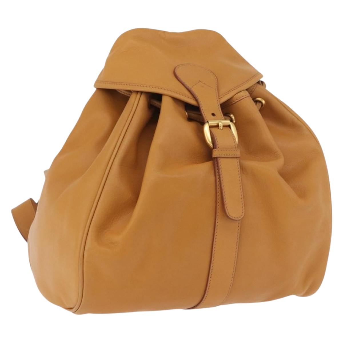 GUCCI Backpack Leather Beige Gold 003 58 0008 Auth 182383