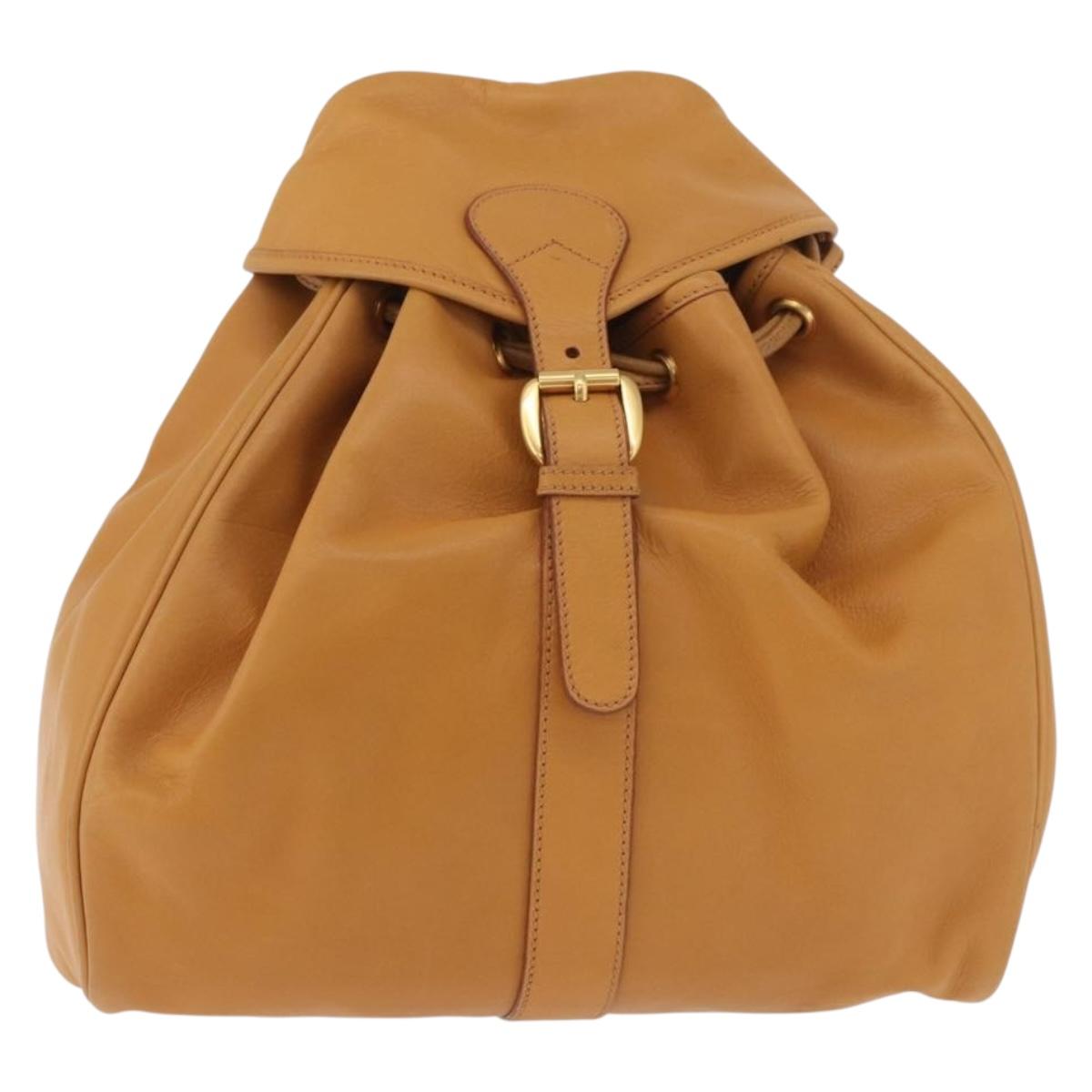 GUCCI Backpack Leather Beige Gold 003 58 0008 Auth 182383