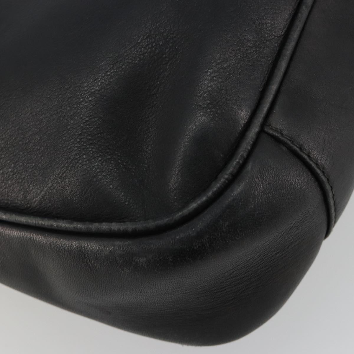 GUCCI Bamboo Hand Bag Leather Black Gold Auth 182385