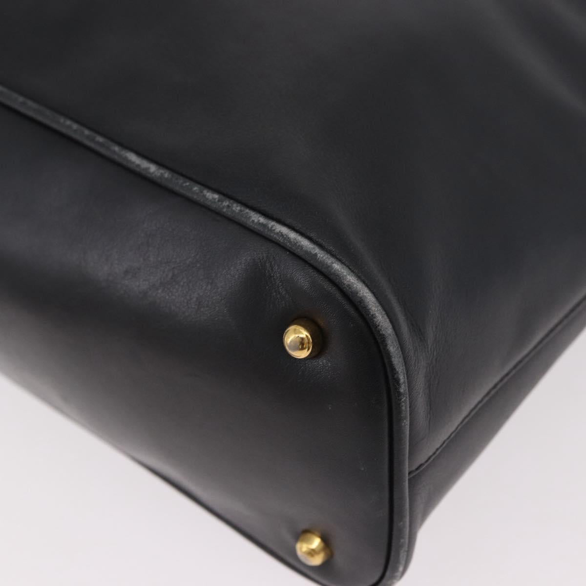 GUCCI Bamboo Hand Bag Leather 2way Black Gold 000 3780 0289 Auth 182386