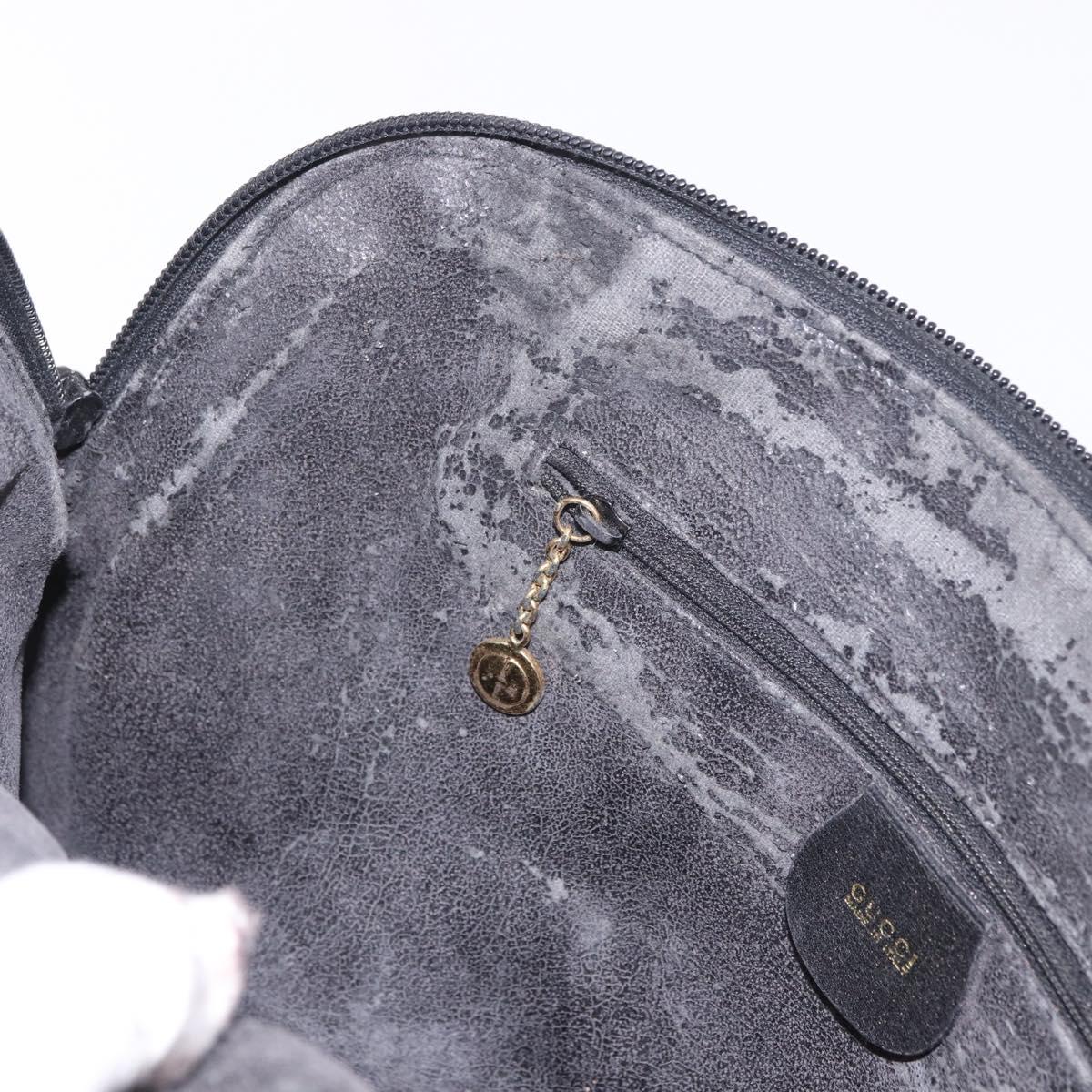 GUCCI Bamboo Hand Bag Leather 2way Black Gold 000 3780 0289 Auth 182386