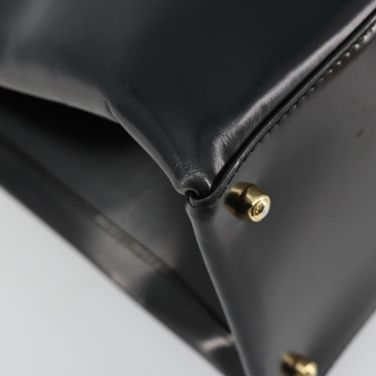 GUCCI Tote Bag Patent leather Black Gold Auth 182391