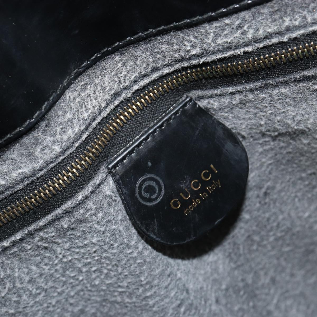 GUCCI Tote Bag Patent leather Black Gold Auth 182391