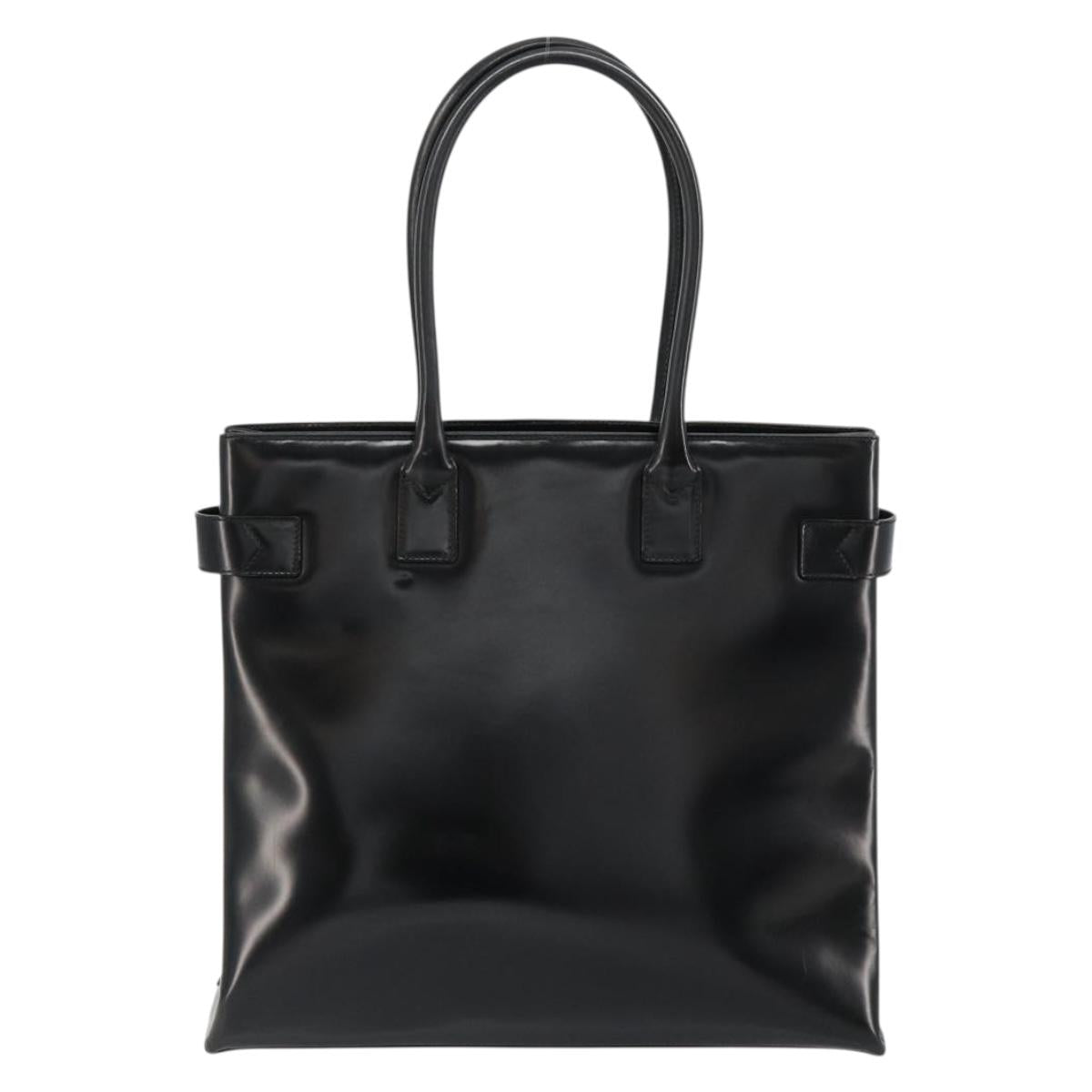 GUCCI Tote Bag Patent leather Black Gold Auth 182391