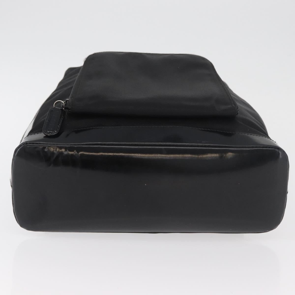 GUCCI Bamboo Shoulder Bag Patent Black Silver 003 2058 0059 5 Auth 182394