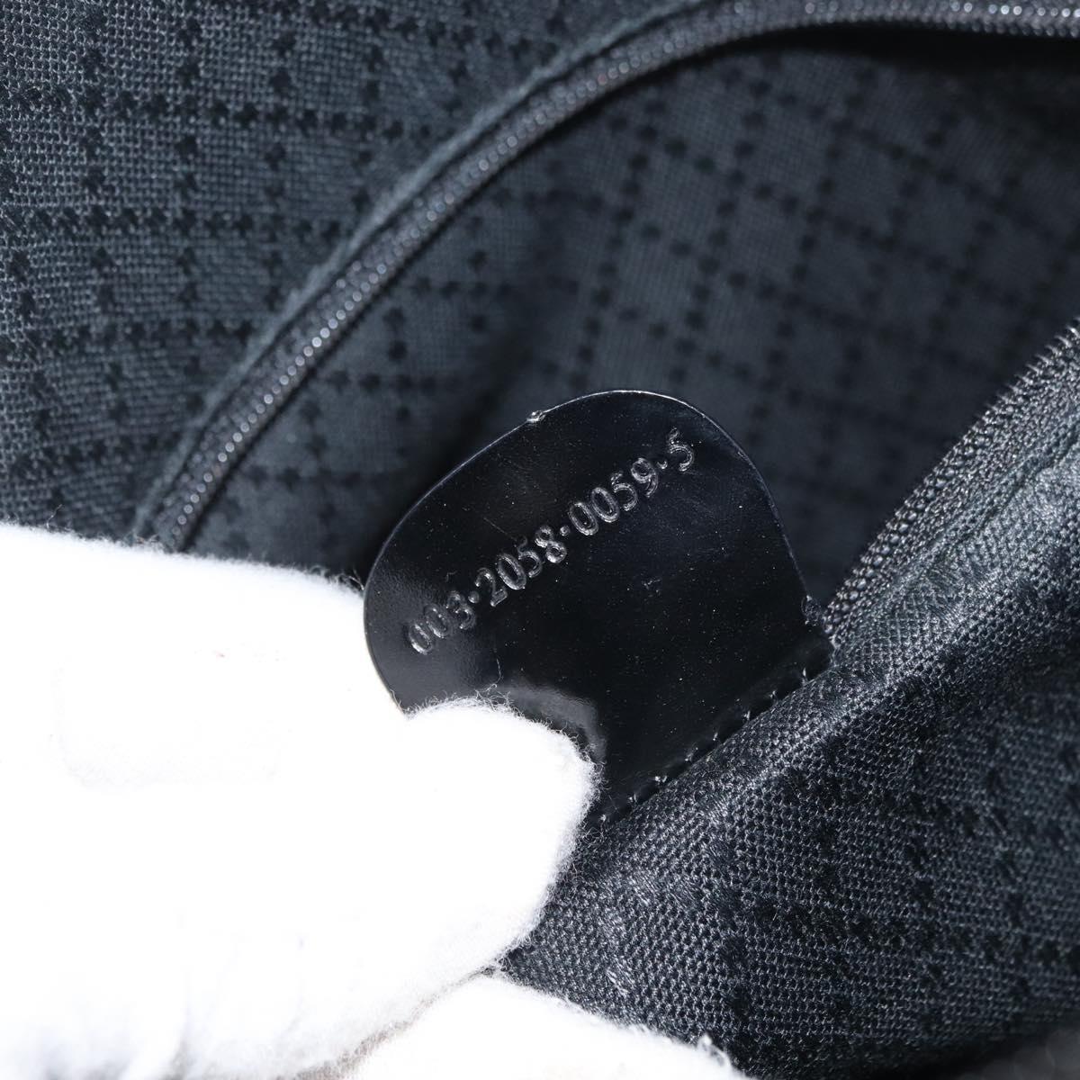 GUCCI Bamboo Shoulder Bag Patent Black Silver 003 2058 0059 5 Auth 182394