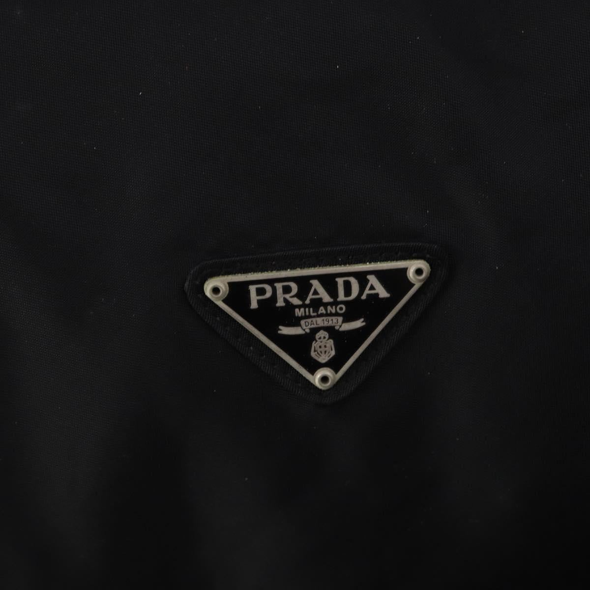 PRADA Boston Bag Nylon 2way Black Silver B4651 Auth 182395A