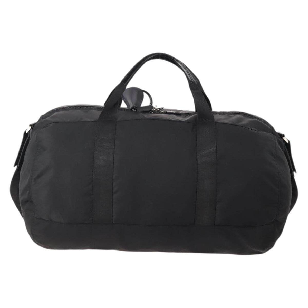 PRADA Boston Bag Nylon 2way Black Silver B4651 Auth 182395A