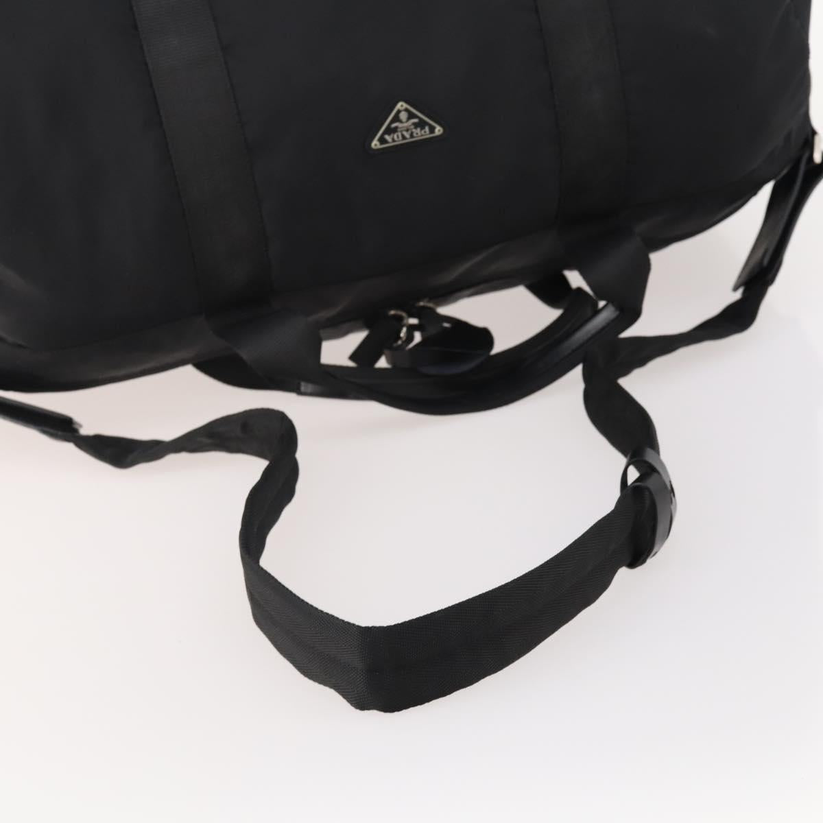 PRADA Boston Bag Nylon 2way Black Silver B4651 Auth 182395A
