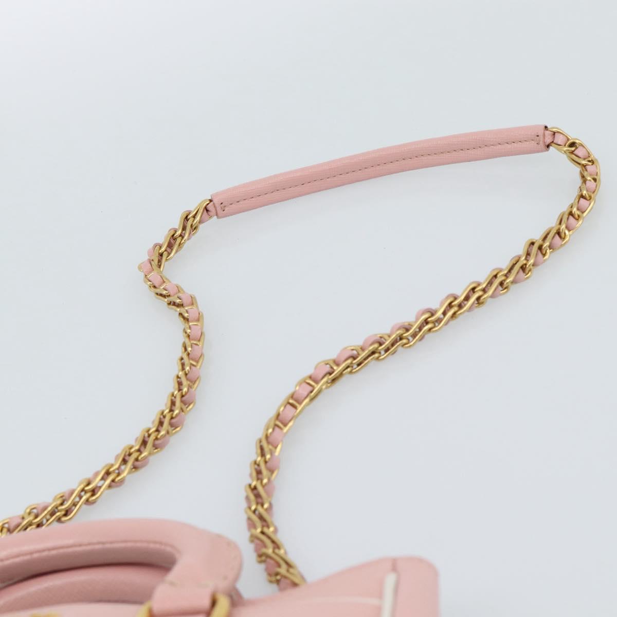PRADA Hand Bag Safiano leather 2way Pink Gold Auth 182396