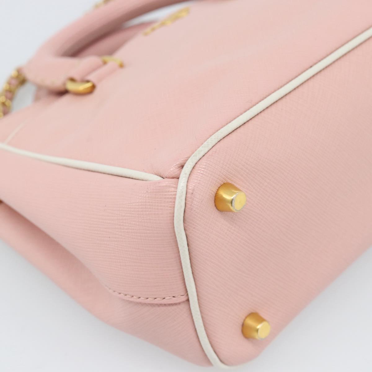 PRADA Hand Bag Safiano leather 2way Pink Gold Auth 182396