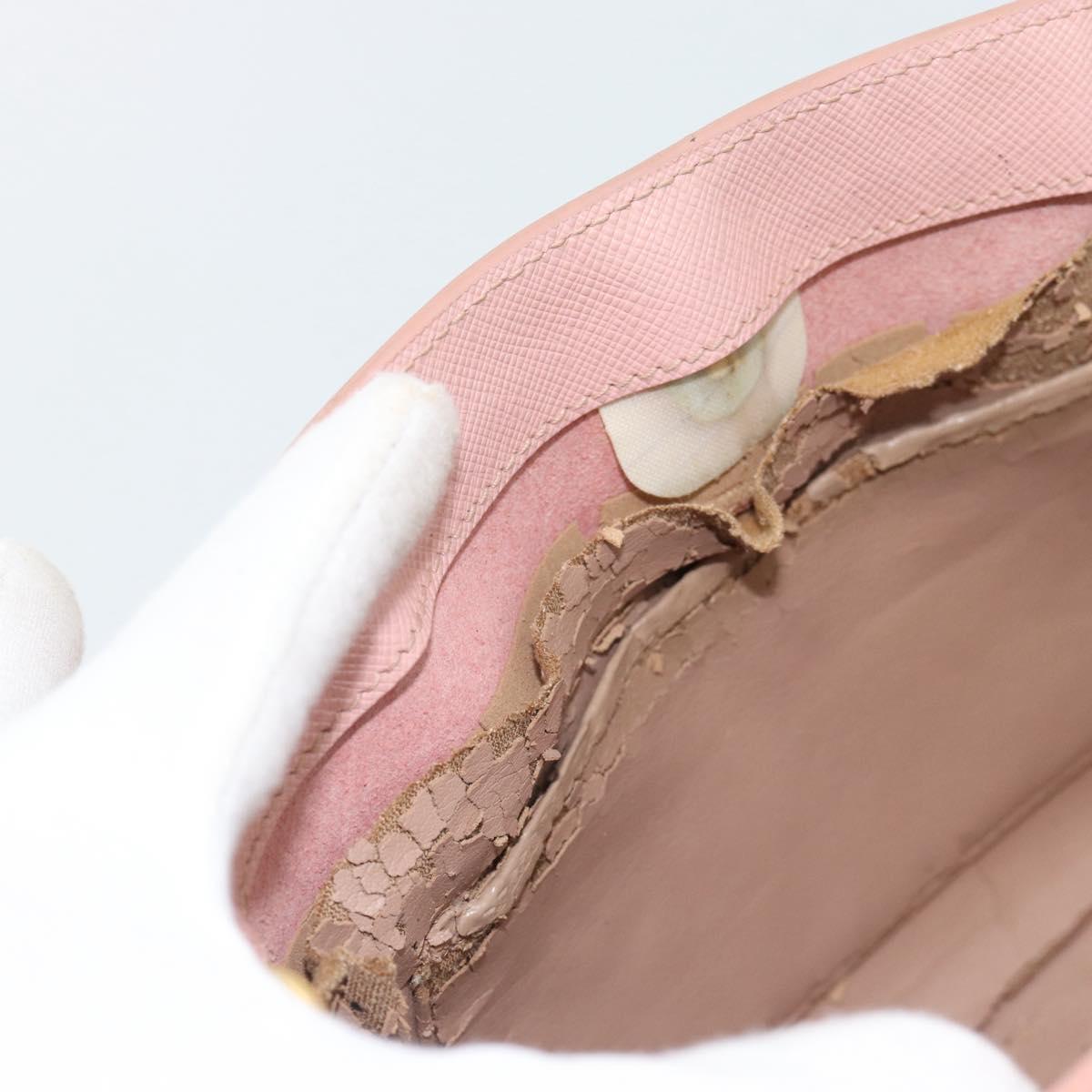 PRADA Hand Bag Safiano leather 2way Pink Gold Auth 182396