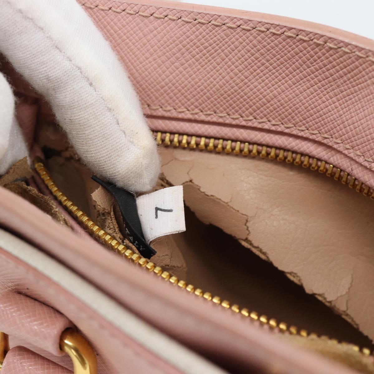 PRADA Hand Bag Safiano leather 2way Pink Gold Auth 182396