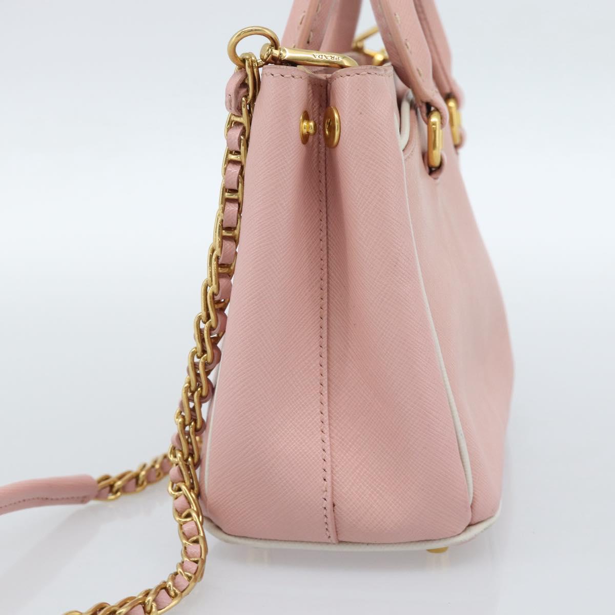 PRADA Hand Bag Safiano leather 2way Pink Gold Auth 182396
