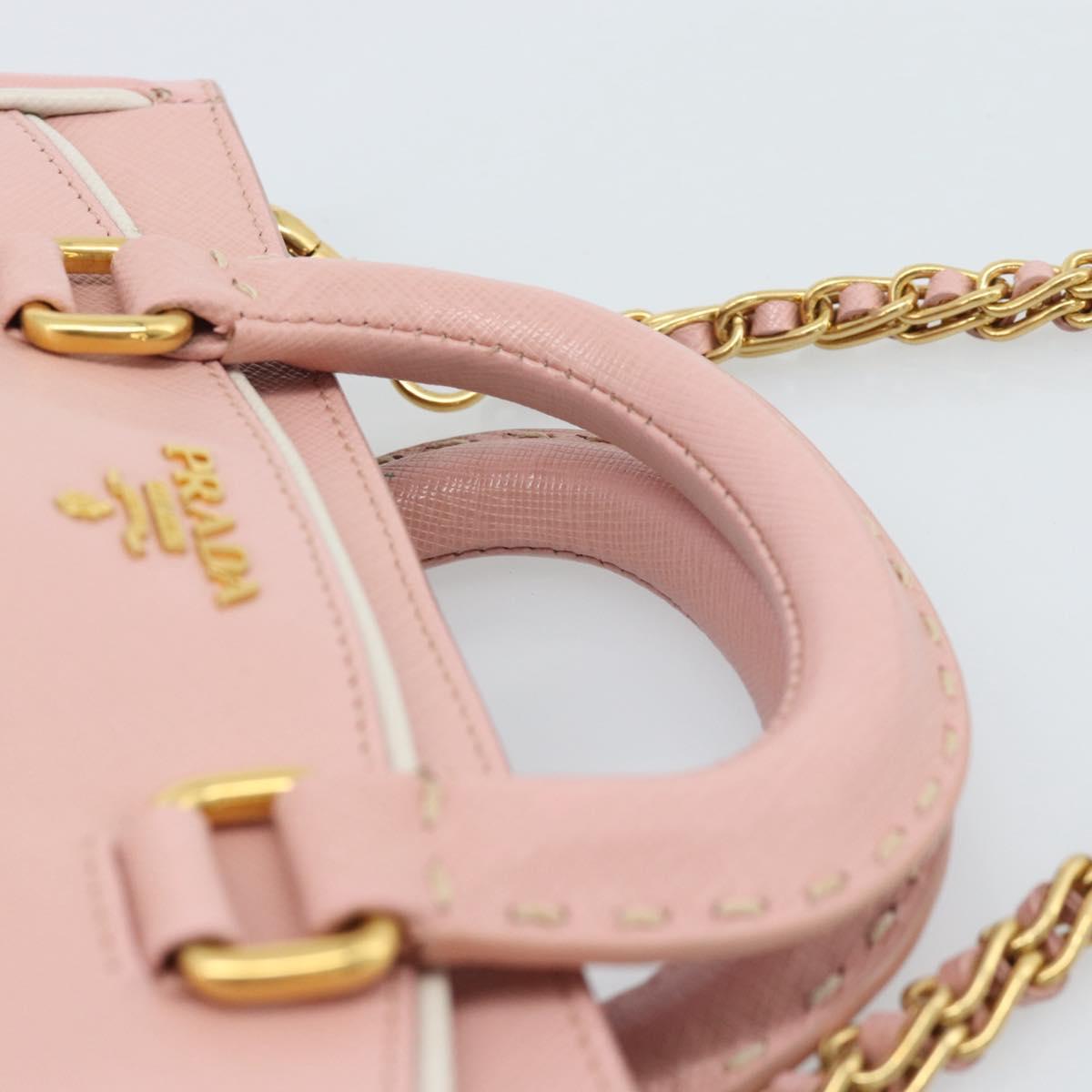 PRADA Hand Bag Safiano leather 2way Pink Gold Auth 182396