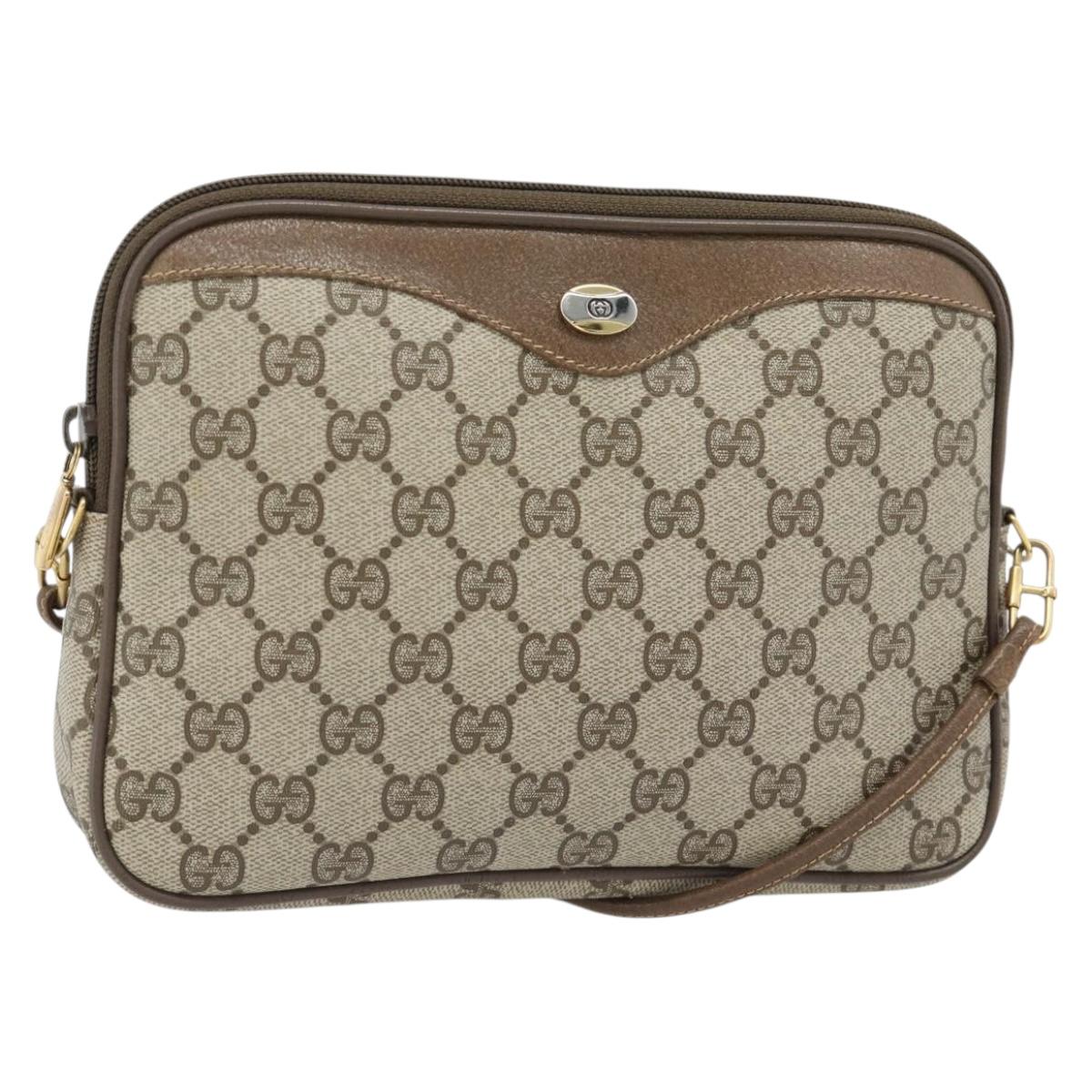 GUCCI GG Supreme Shoulder Bag PVC Beige Gold 97 02 068 Auth 182397