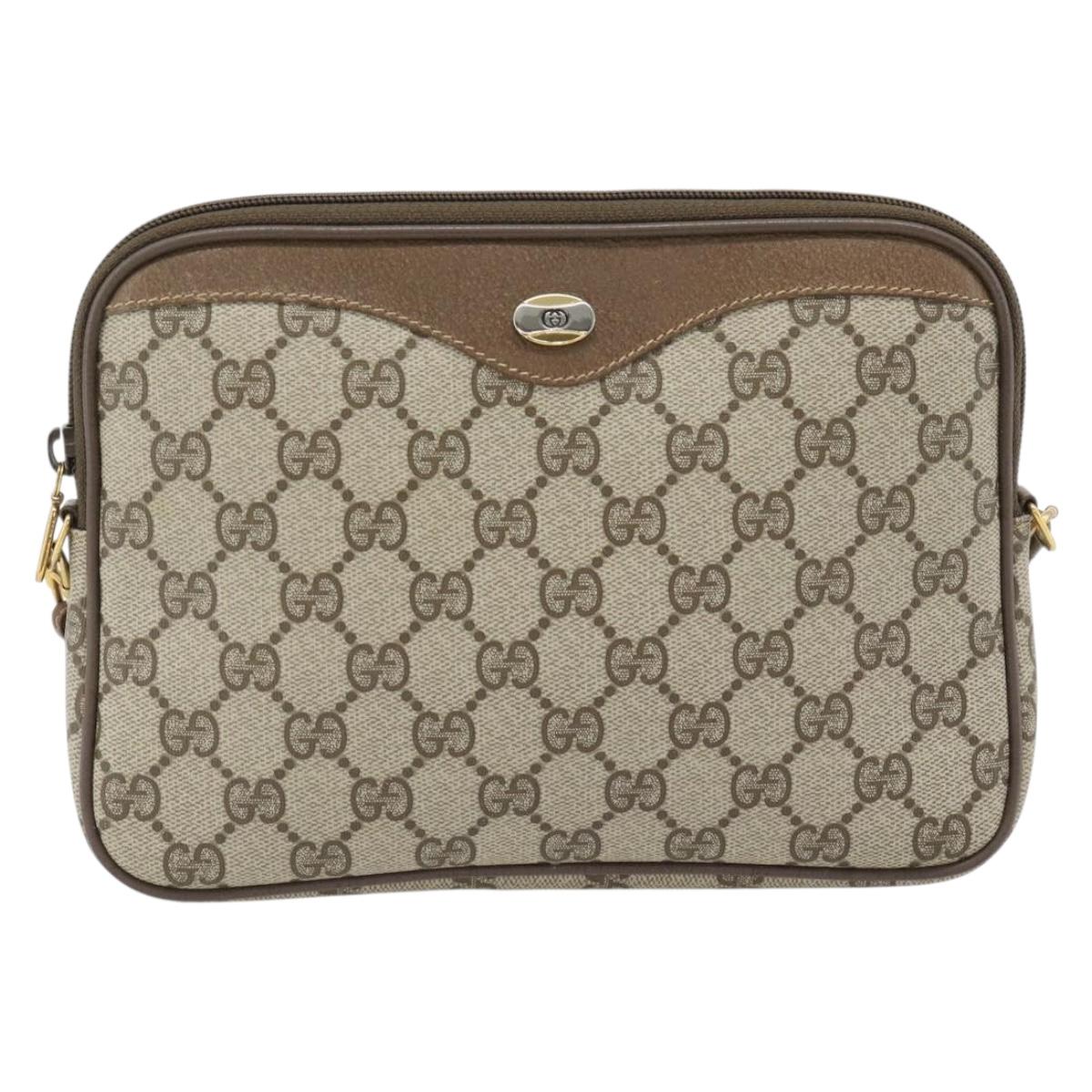 GUCCI GG Supreme Shoulder Bag PVC Beige Gold 97 02 068 Auth 182397