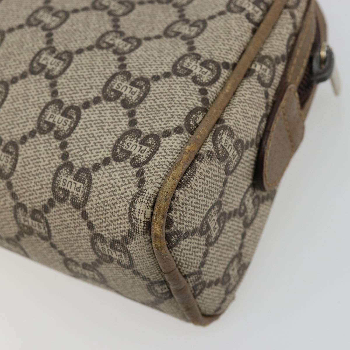GUCCI GG Plus Supreme Shoulder Bag PVC Beige Gold Auth 182399