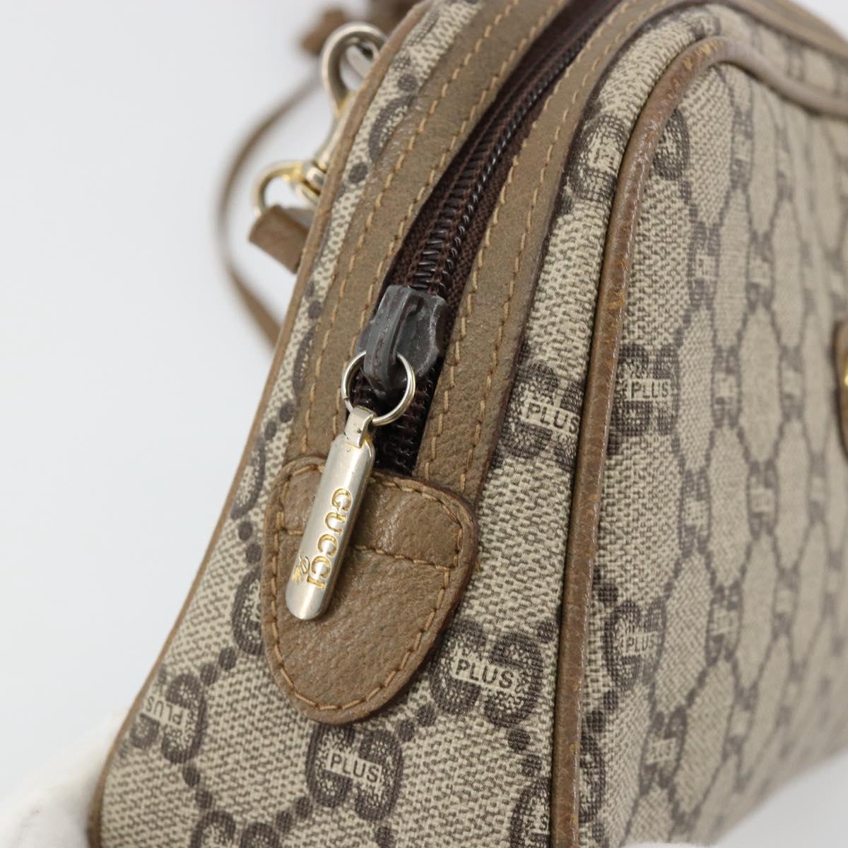 GUCCI GG Plus Supreme Shoulder Bag PVC Beige Gold Auth 182399