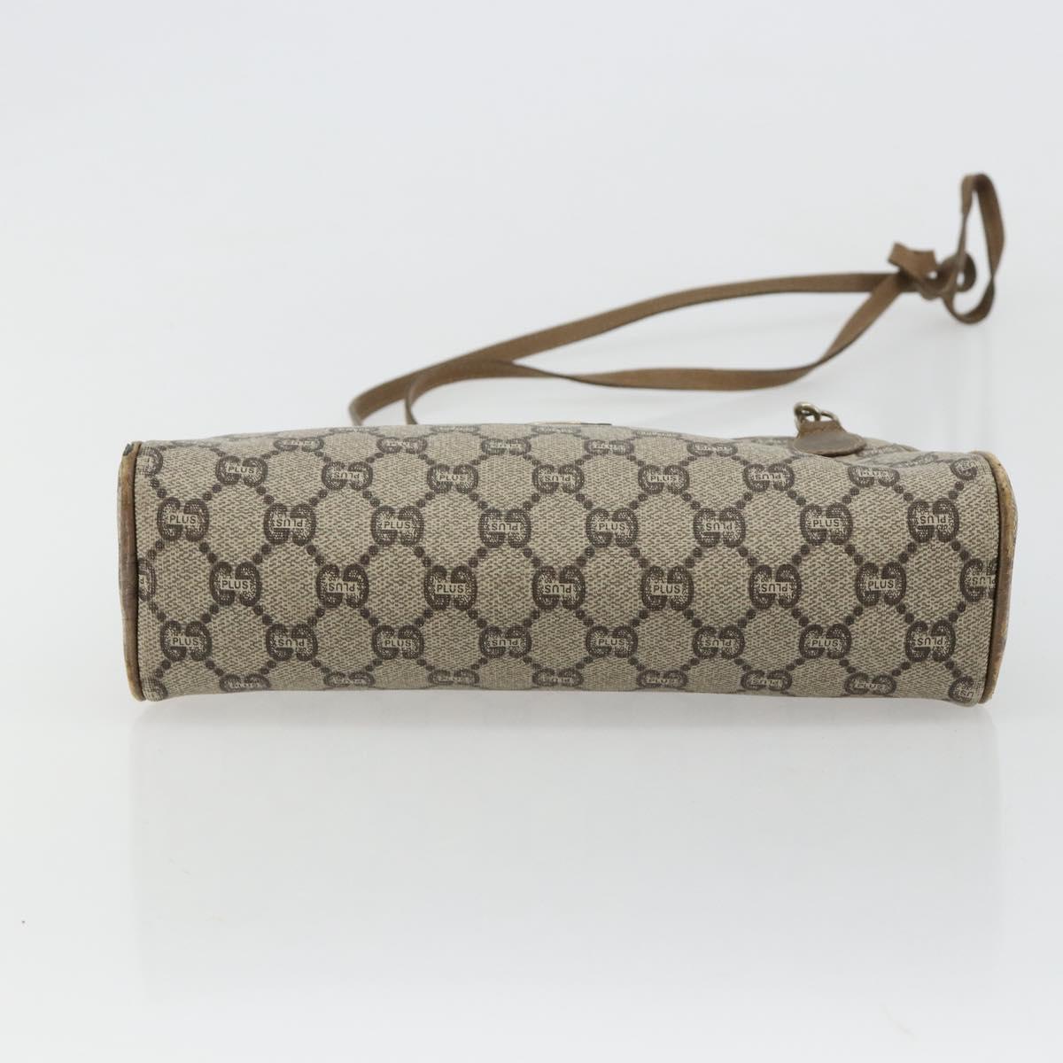 GUCCI GG Plus Supreme Shoulder Bag PVC Beige Gold Auth 182399