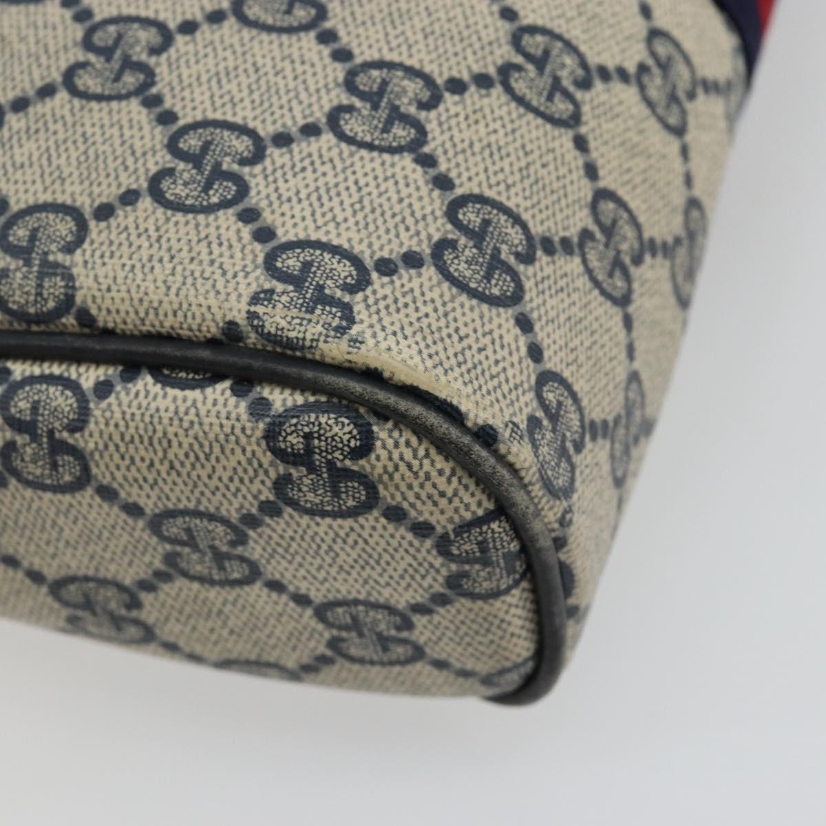 GUCCI GG Supreme Sherry Line Clutch Bag PVC Navy Red Auth 182400