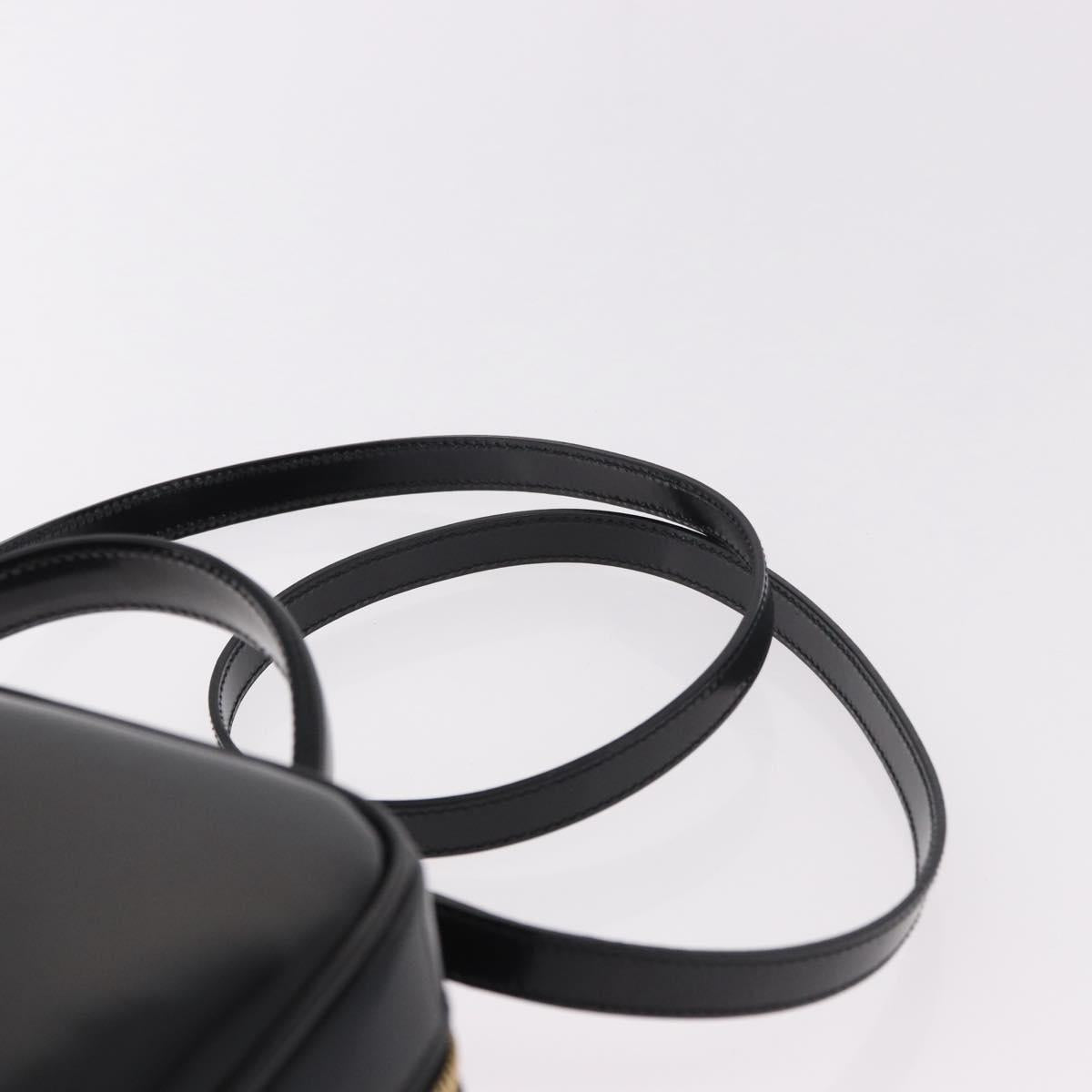 GUCCI Bamboo Vanity Hand Bag Patent leather 2way Black Gold Auth 182401