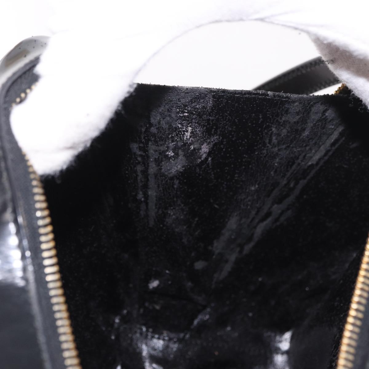 GUCCI Bamboo Vanity Hand Bag Patent leather 2way Black Gold Auth 182401