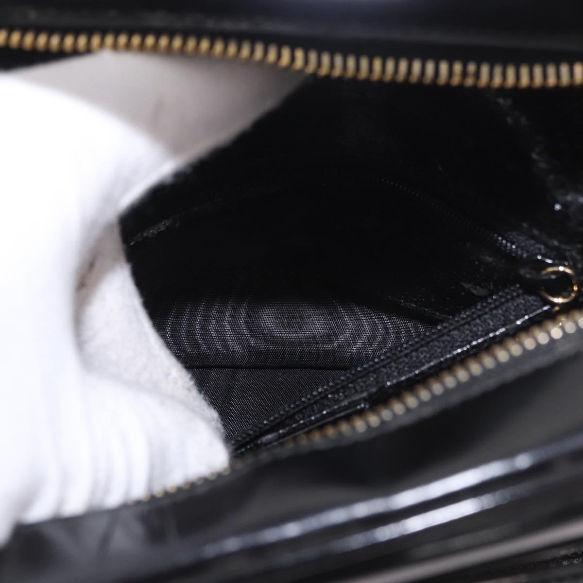 GUCCI Bamboo Vanity Hand Bag Patent leather 2way Black Gold Auth 182401