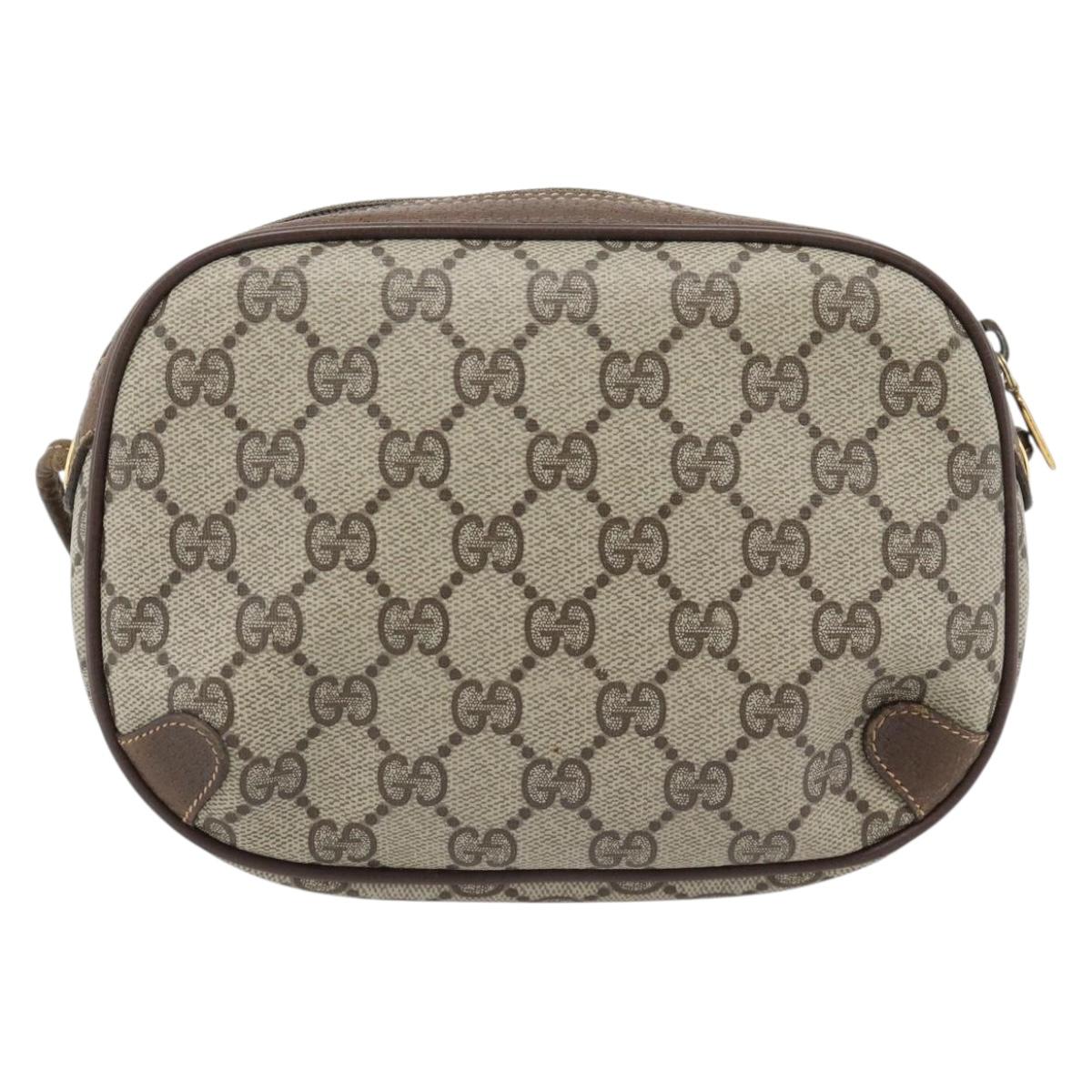 GUCCI GG Supreme Web Sherry Line Bag PVC Beige Gold 156 02 066 Auth 182402