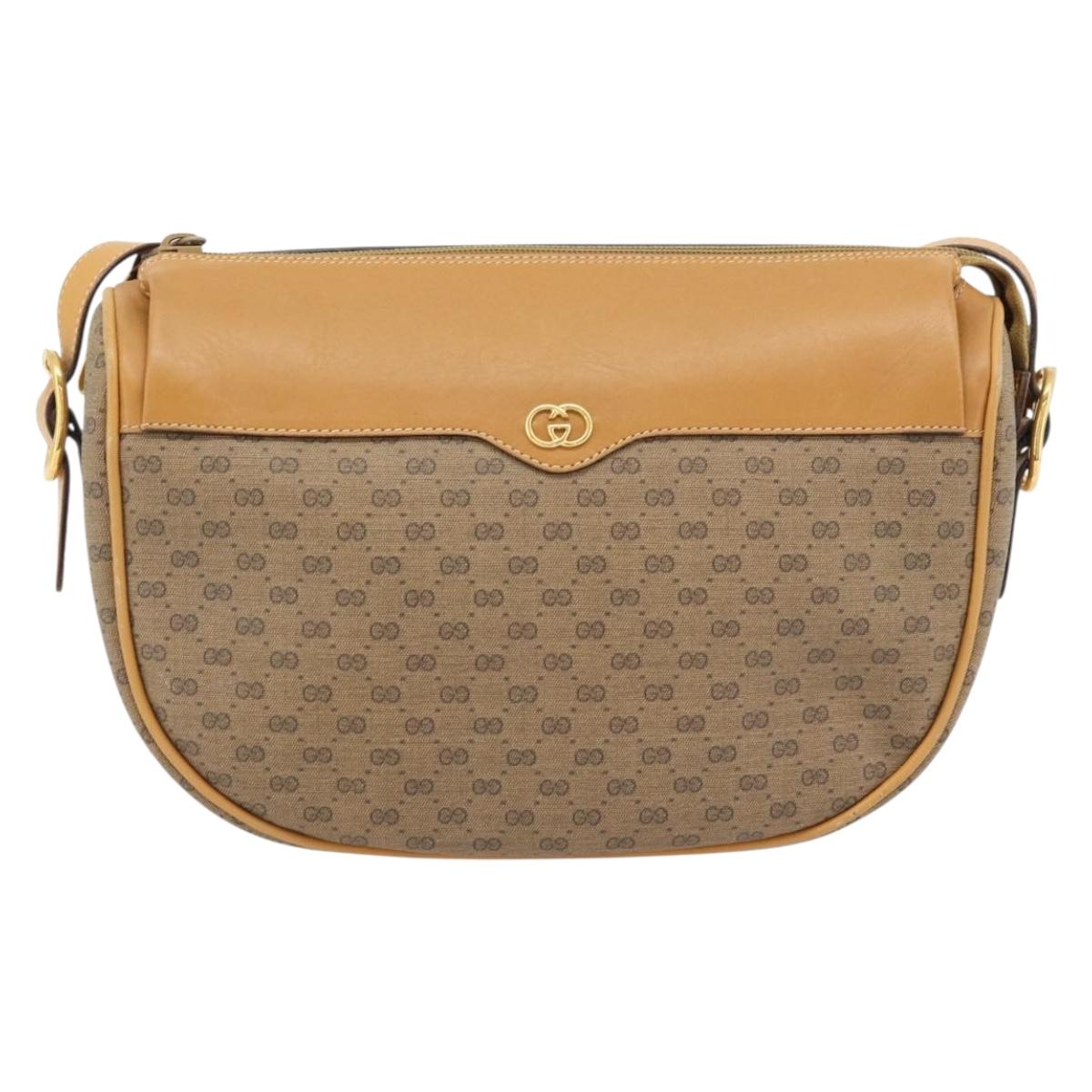 GUCCI Micro GG Supreme Shoulder Bag PVC Beige Gold 001 115 4001 Auth 182404