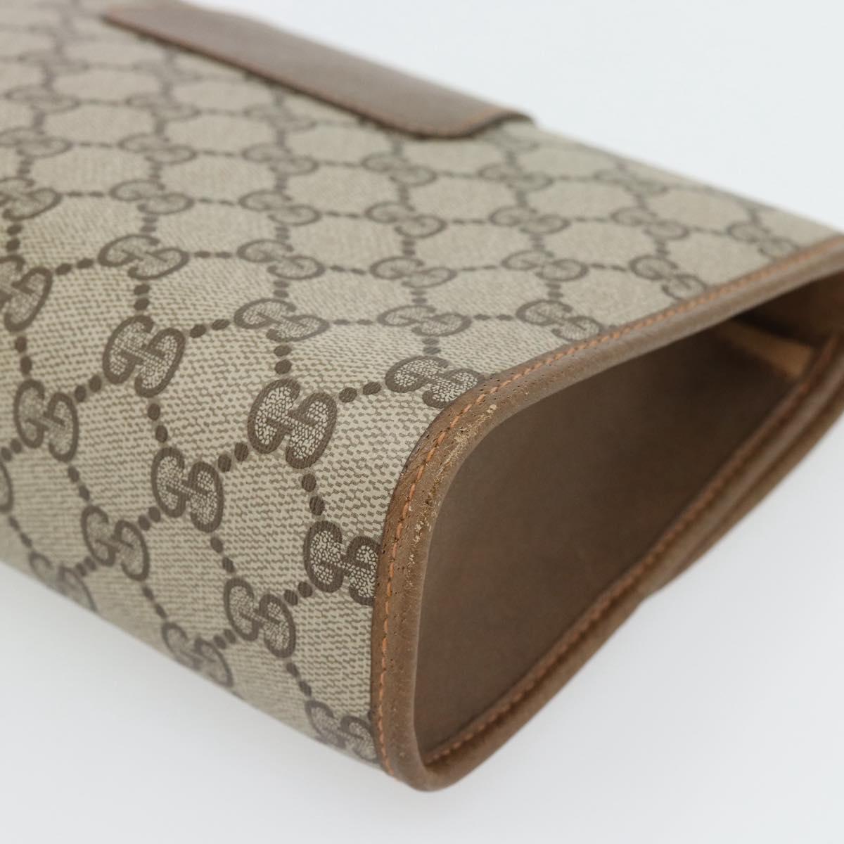 GUCCI GG Supreme Web Sherry Line Clutch Bag PVC Beige Red 89 01 030 Auth 182405