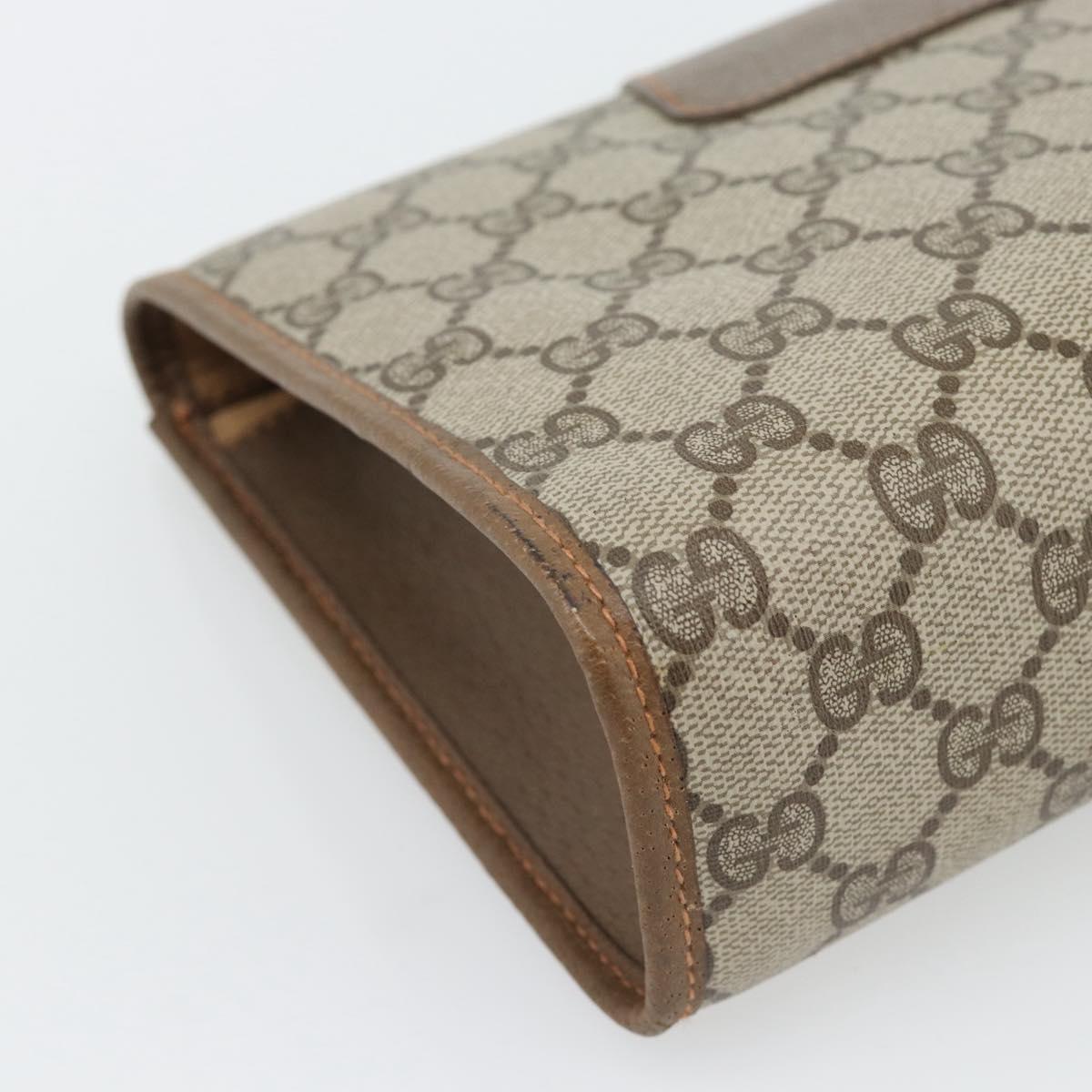 GUCCI GG Supreme Web Sherry Line Clutch Bag PVC Beige Red 89 01 030 Auth 182405