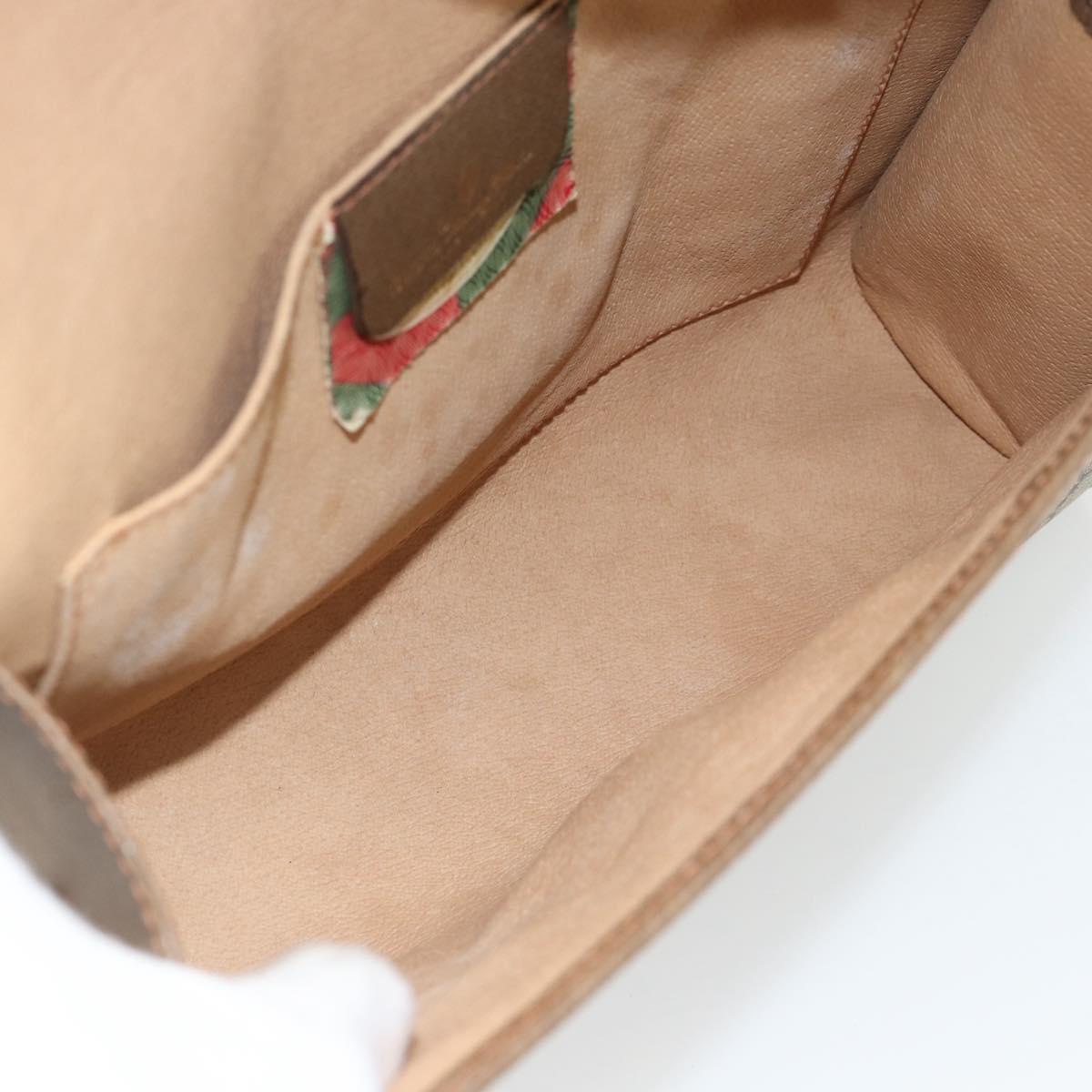 GUCCI GG Supreme Web Sherry Line Clutch Bag PVC Beige Red 89 01 030 Auth 182405