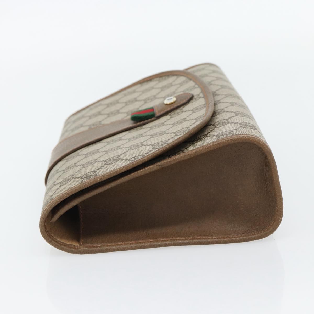 GUCCI GG Supreme Web Sherry Line Clutch Bag PVC Beige Red 89 01 030 Auth 182405