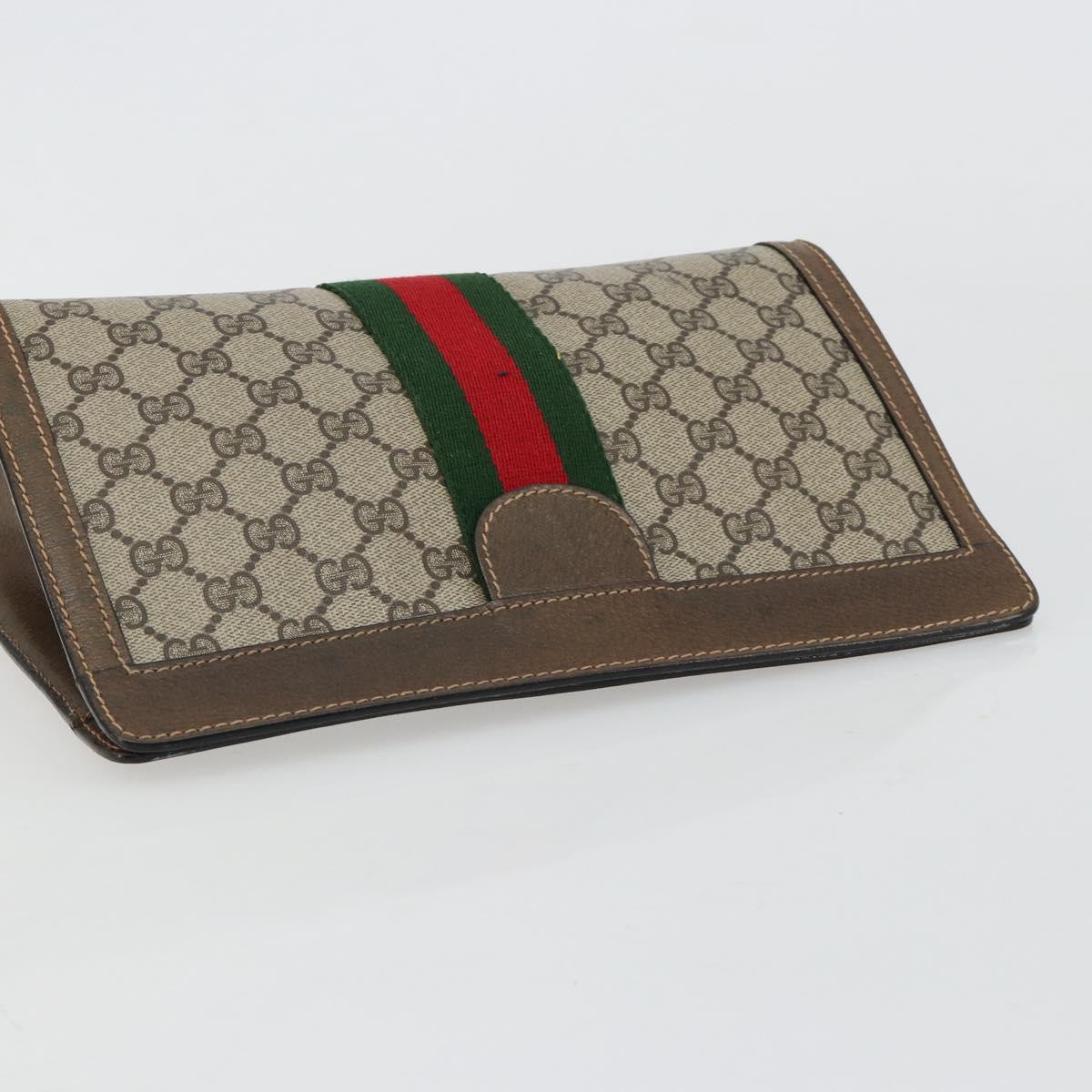 GUCCI GG Supreme Web Sherry Line Bag PVC Beige Red 64 014 2125 28 Auth 182406