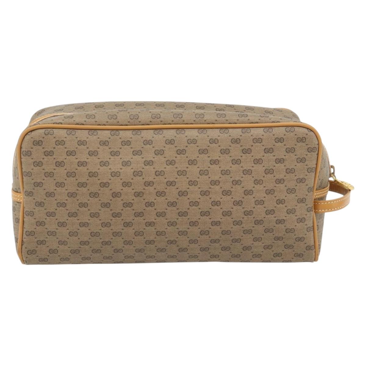 GUCCI Micro GG Supreme Clutch Bag PVC Beige Gold Auth 182408