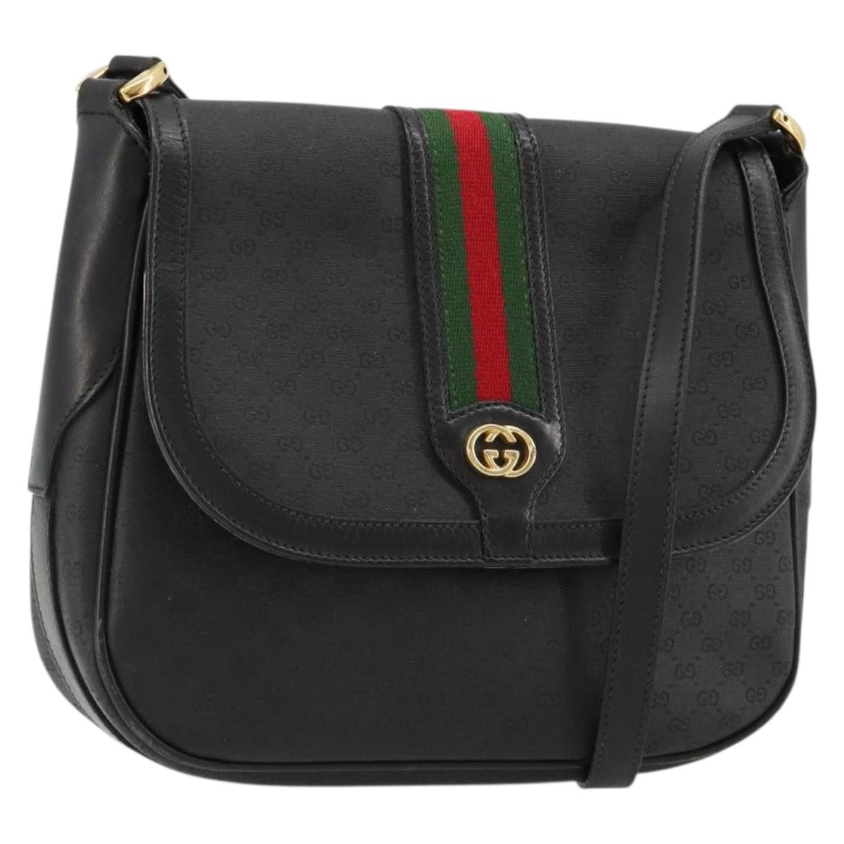 GUCCI Micro GG Supreme Web Sherry Line Bag PVC Black 001 115 0914 Auth 182409