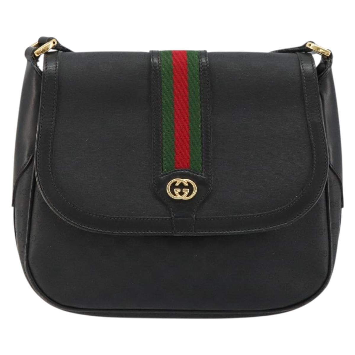 GUCCI Micro GG Supreme Web Sherry Line Bag PVC Black 001 115 0914 Auth 182409