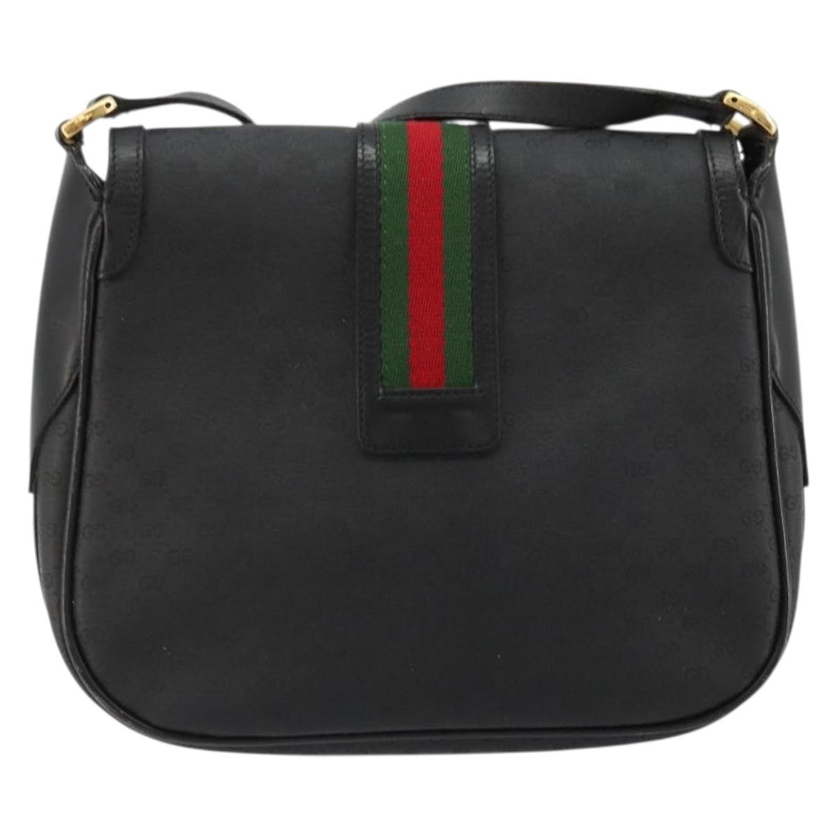 GUCCI Micro GG Supreme Web Sherry Line Bag PVC Black 001 115 0914 Auth 182409