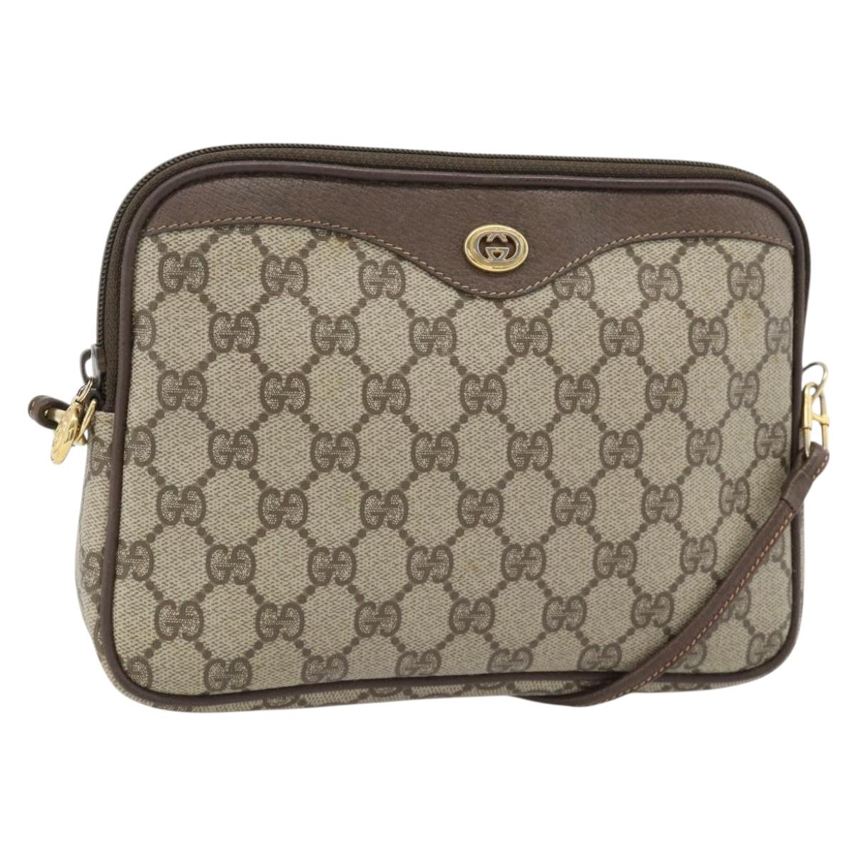 GUCCI GG Supreme Shoulder Bag PVC Beige Gold 97 02 068 Auth 182410