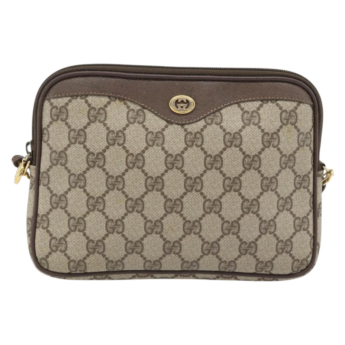 GUCCI GG Supreme Shoulder Bag PVC Beige Gold 97 02 068 Auth 182410