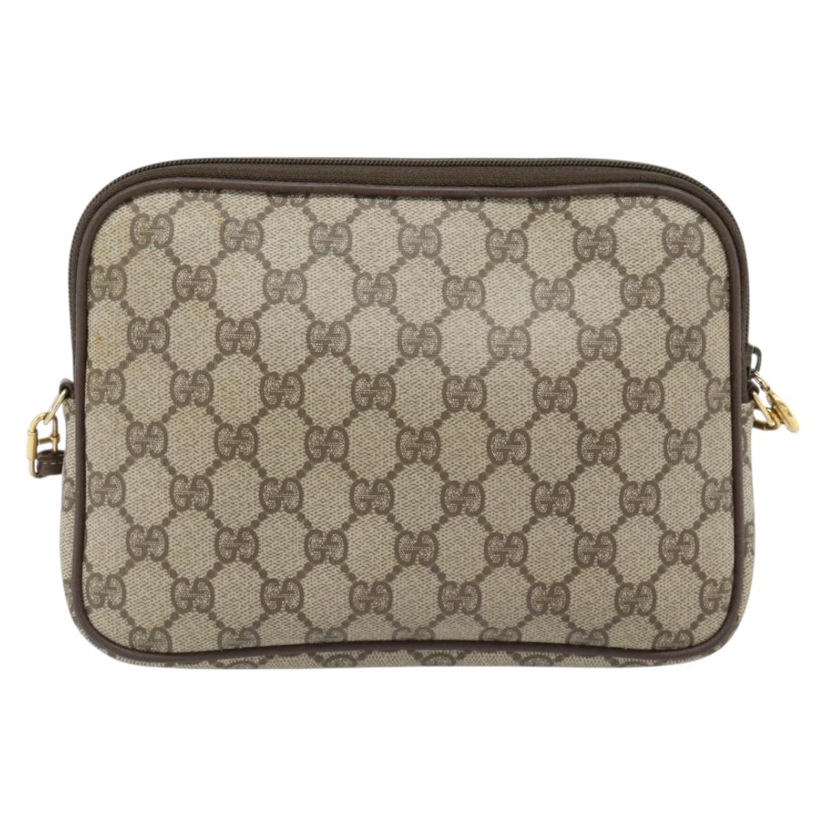 GUCCI GG Supreme Shoulder Bag PVC Beige Gold 97 02 068 Auth 182410